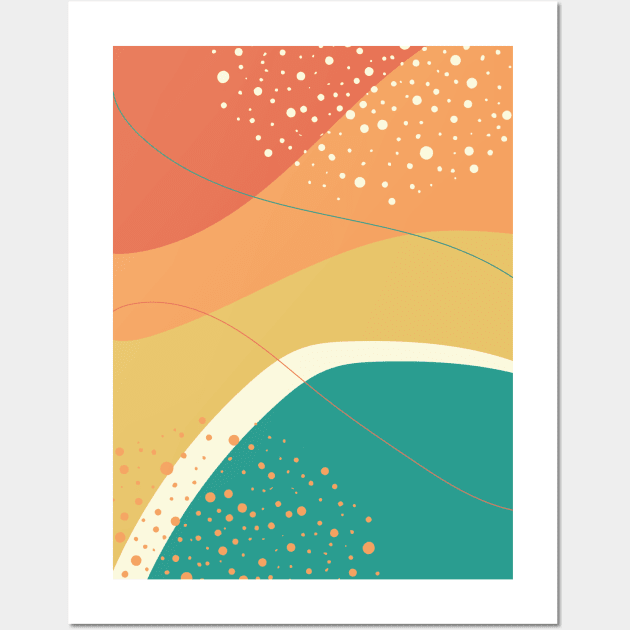 Modern Abstract Organic Shapes in Yellow, Orange and Teal Wall Art by tramasdesign